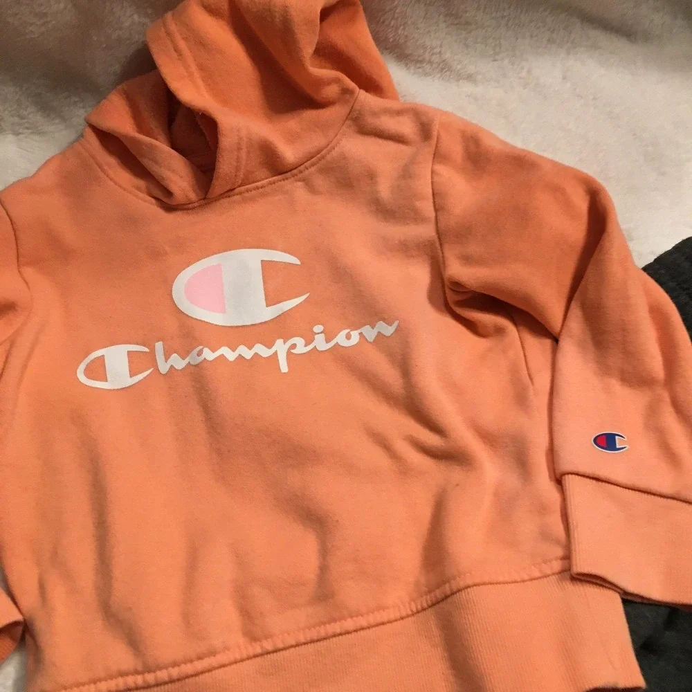 Champion Tracksuit Set Kids Orange Hoodie Gray Joggers Excellent Fleece 4 - Picture 2 of 3